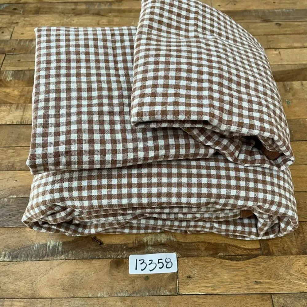 Threshold Cotton Full Double Duvet Cover & Pillow Sham Set Brown & White Gingham